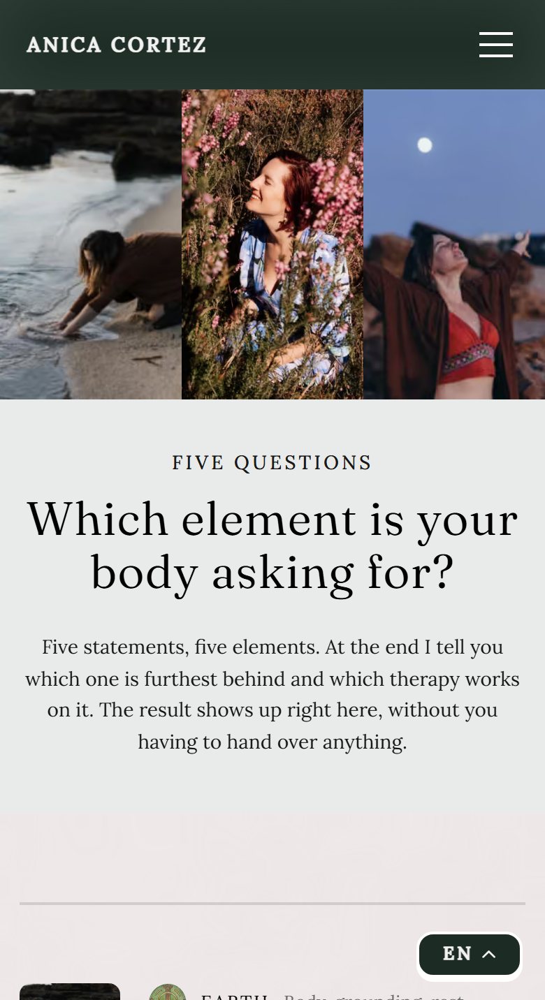 The five elements quiz on a phone