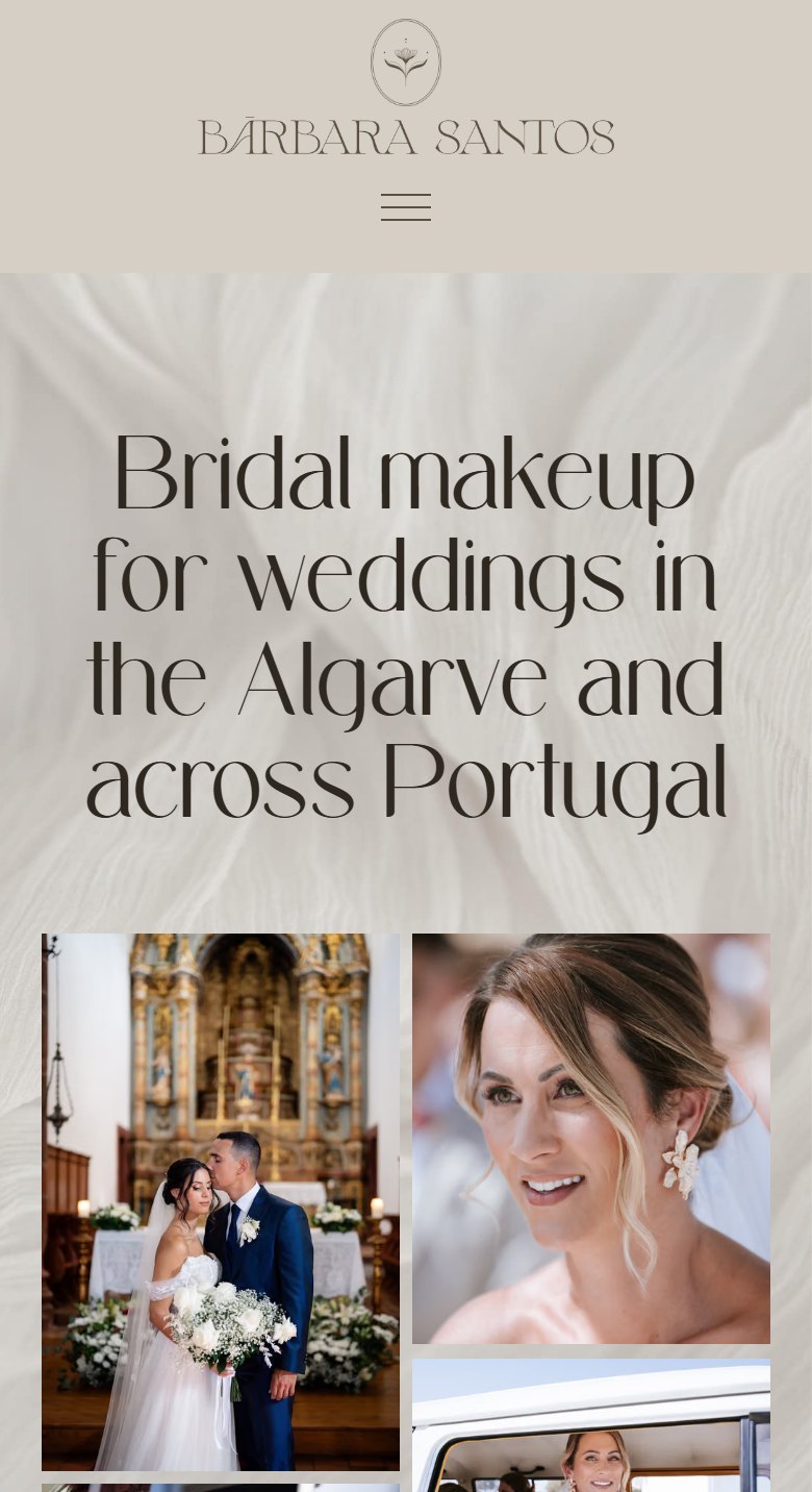 The bridal makeup page on a phone