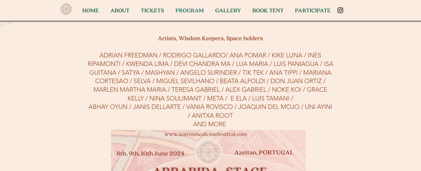 Before: a wall of artist names above a flyer image