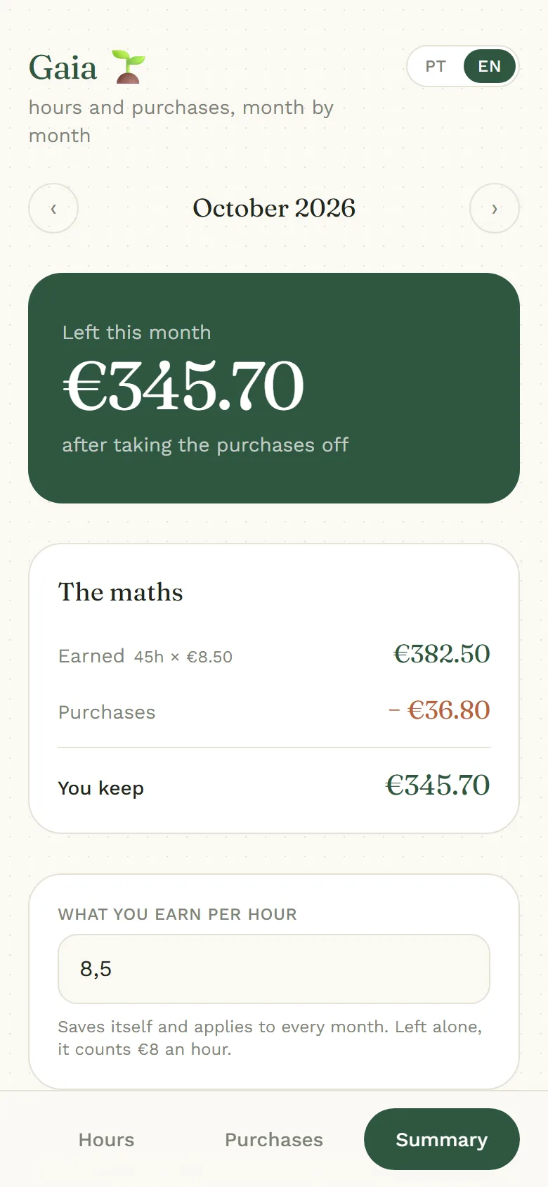 Gaia on a phone, in English: what is left this month, and the maths behind it.
